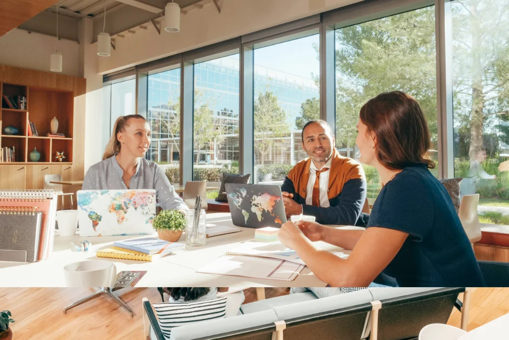Modern office with a team working 0